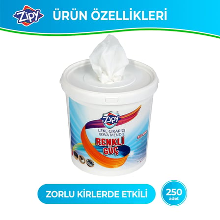 ZIPY Güçlü Leke Çıkarıcı Islak Kova Mendil 250 Adet