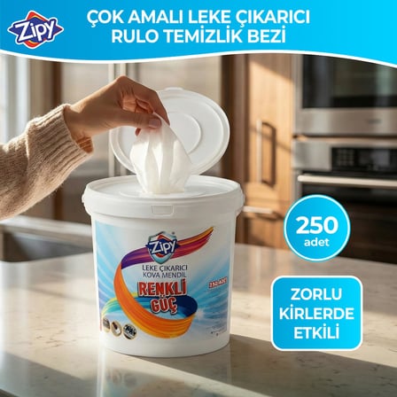 ZIPY Güçlü Leke Çıkarıcı Islak Kova Mendil 250 Adet