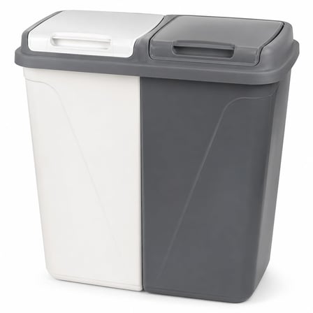 90 Litre Çift Bölmeli Kirli Çamaşır Sepeti | 2 x 45 L Kapasiteli | Kapaklı Plastik Çamaşır Sepeti