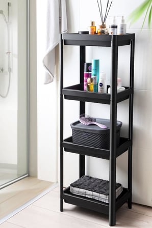Mithra Life 4 Katlı Hazneli Plastik Siyah Banyo Mutfak Balkon Düzenleyici Rafı MIT1192