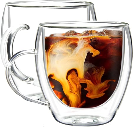 Orret Home 2 Adet 250 Ml Çift Cidarlı Kupa Bardak,Kahve,Çay Ve Bitki Çayı İçin Borosilikat Kupa