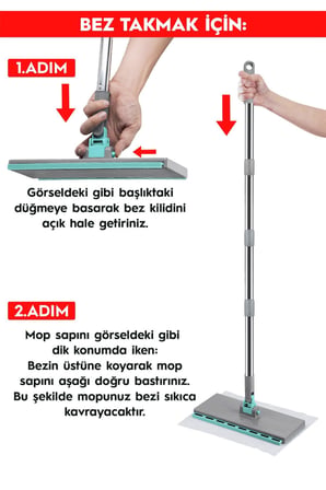 SMARTER Yeni Şip Şak Mop Otomatik El Değmeden Tüm Bezlerle Uyumlu Temizlik Seti Paspas