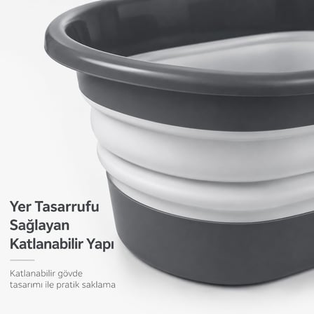 JAOVA Katlanabilir Çamaşır Sepeti 18 Litre Gri