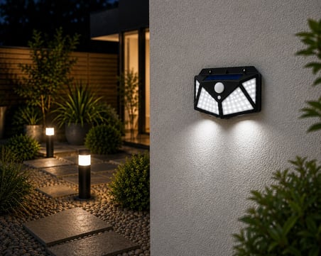 Orret Home Güneş Enerjili Solar LED Duvar Lambası, Hareket Sensörlü Bahçe Aydınlatma