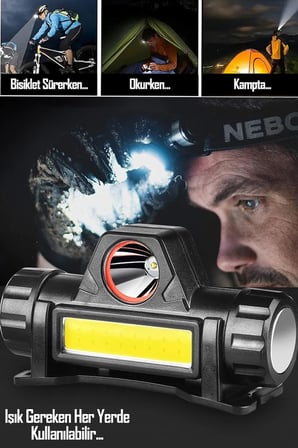 Telvesse Kafa Lambası LED Şarjlı Su Geçirmez Darbeye Dayanıklı Kamp İş Kafa Feneri 6500K 4W