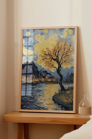 Zestia Ahşap Çerçeveli Tablo, Van Gogh Yıldızlı Gece Köprü Yorumu