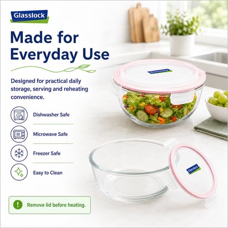 Glasslock Yuvarlak Cam Saklama Kabı 2000 Ml