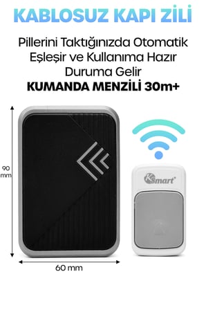 Kablosuz Uzaktan Kumanda Kapı Zili Işıklı Uzun Menzilli Pilli 36 Farklı Melodili Renkli 9426
