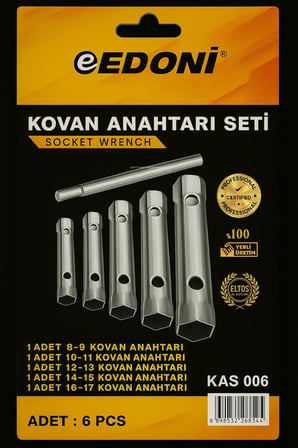 Edoni Kovan Anahtar Seti, 6 Parça, Ergonomik El Tutamağı, Dayanıklı Çelik Malzeme