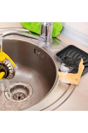 TİNEKE Silikon Mutfak, Banyo Su Giderli Vantuzlu Esnek Sabunluk SİYAH Renk
