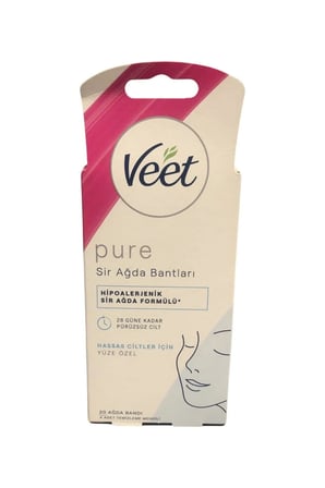 Veet Pure Hipoalerjenik Yüz İçin Parfümsüz Sir Ağda Bandı (1 x 20 Adet), Tüy Alma