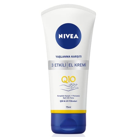 NIVEA Q10 Yaşlanma Karşıtı 3 Etkili El Kremi, 75 ml, Yoğun Nemlendirici