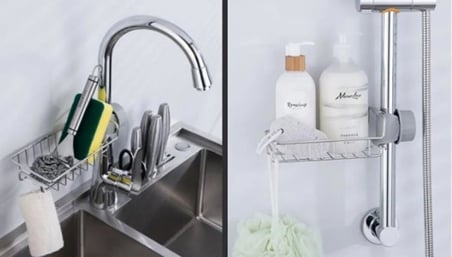 Busstier Mutfak Banyo Duş Musluk Üstü Tek Katlı Raf: Sabun Sünger Askısı ile Pratik Depolama Çözümü