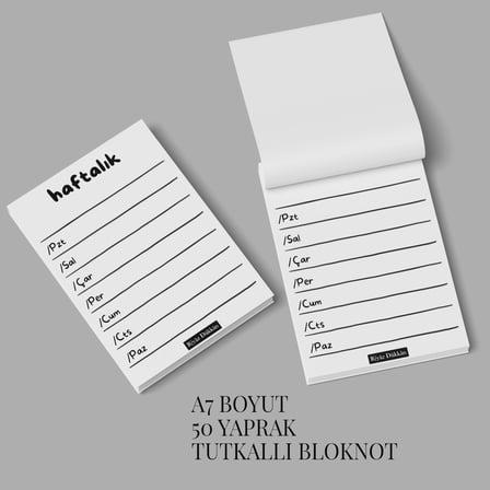 Minimal Plan 3lü Set, 3 adet A7 Boyut, Mini Tutkallı Bloknot, Not Kağıdı, Herbiri 50 Yaprak