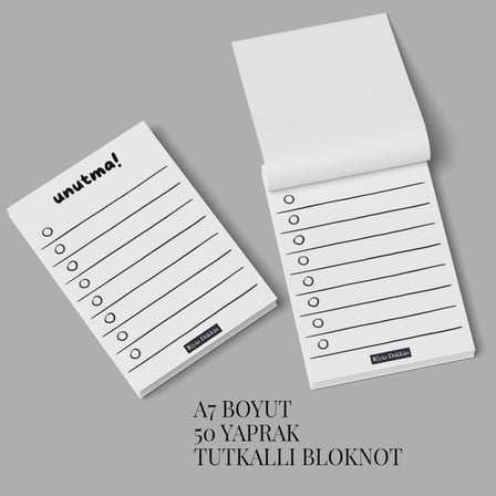 Minimal Plan 3lü Set, 3 adet A7 Boyut, Mini Tutkallı Bloknot, Not Kağıdı, Herbiri 50 Yaprak