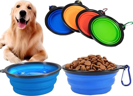 Orret Home Pratik Katlanabilir Taşınabilir Kedi Köpek Mama ve Su Kabı Evcil Hayvan Portatif