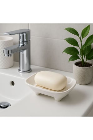 Lexroo ŞURA MUTFAK Seramik Sabunluk, Kati El Sabunluğu, Beyaz, Banyo ve Lavabo için