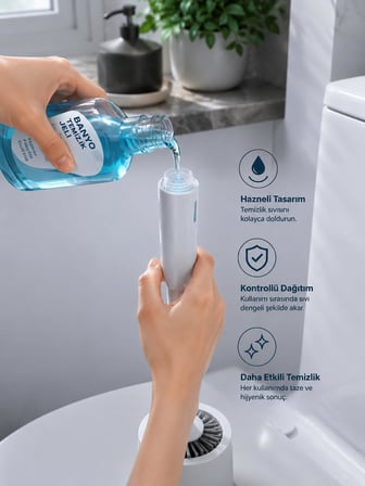 Busstier Hazneli Silikon WC Fırçası, Klozet Temizliği İçin Esnek Başlıklı Tuvalet Fırçası