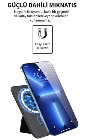 AEE® Magsafe Cüzdan Kartlık Deri Güçlendirilmiş Mıktanıs Standlı Özel Tasarım,İphone