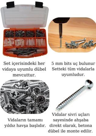 Netzerkoz All Essential Fasteners 320Parça 12 Çeşit Vida Seti