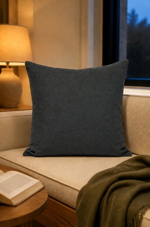 Cortibo Barcelona Kadife Dokulu Kırlent Kılıfı 45x45cm (Antrasit)