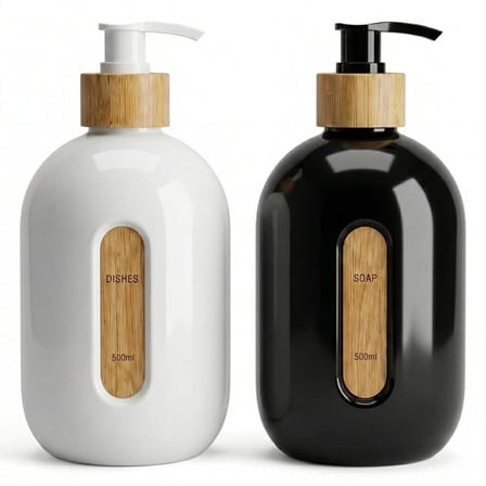 Deconox 500 ml Cam Sıvı Sabunluk - Bambu Pompalı ve Etiketli Şık Tasarım (1 Adet) Asorit Gönderim