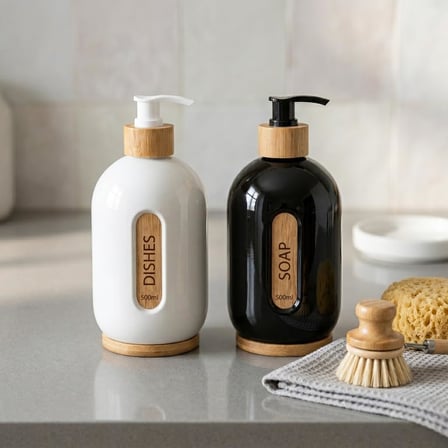 Deconox 500 ml Cam Sıvı Sabunluk - Bambu Pompalı ve Etiketli Şık Tasarım (1 Adet) Asorit Gönderim