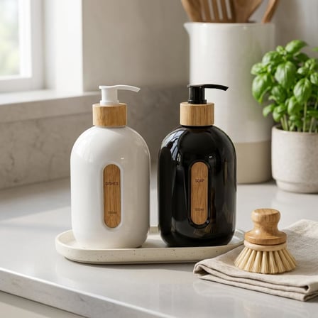 Deconox 500 ml Cam Sıvı Sabunluk - Bambu Pompalı ve Etiketli Şık Tasarım (1 Adet) Asorit Gönderim