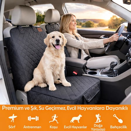 Haegs Evcil Hayvan Oto Ön Koltuk Kılıfı - Araç Köpek Koltuk Koruma Örtüsü, Oto Koruyucu Kılıf, Siyah