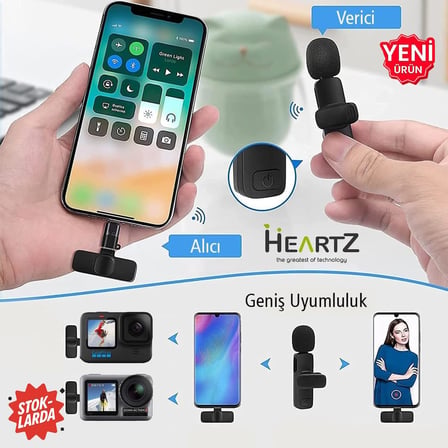 HEARTZ TYPE C çıkışlı samsung xiaomi iphone uyumlu wireless microphone kablosuz yaka mikrofonu