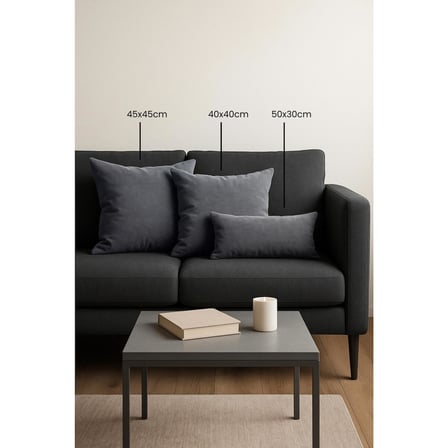 Gauze Fabric Design Kadife Serisi Kırlent, Yastık Kılıfı (Gri, 45 x 45)