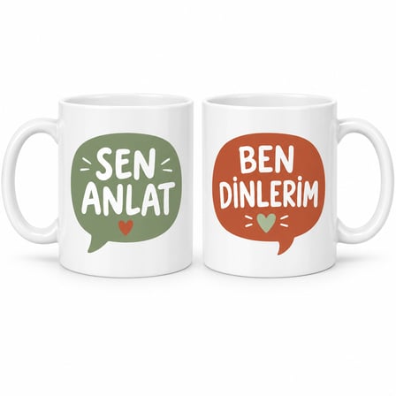 Lexroo Sen Anlat Ben Dinlerim 2'li Porselen Kupa Seti - MODEL 310