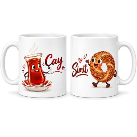 Lexroo Çay ve Simit 2'li Porselen Kupa Seti - MODEL 360
