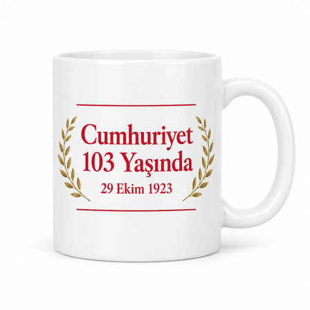Lexroo Cumhuriyet 103 Yaşında Tasarımlı Porselen Kupa - MODEL 370
