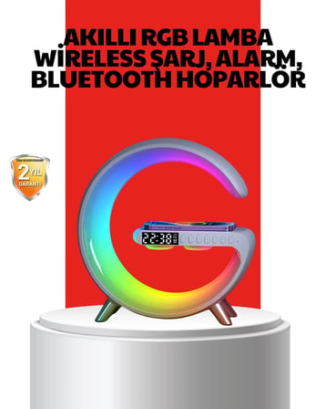 Lexroo Kablosuz Şarjlı Atmosfer Lambası Bluetooth Hoparlör ve Akıllı Alarm Özellikli