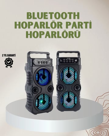 Lexroo 1200 mAh Şarjlı LED Işıklı Bluetooth Hoparlör – FM Radyolu, Hafıza Kart Destekli