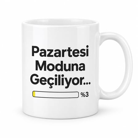 Lexroo Pazartesi Moduna Geçiliyor Tasarımlı Porselen Kupa - MODEL 398
