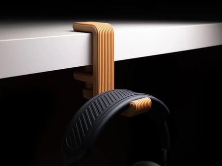 Lexroo 3D Baskı Masa Kenarı Kulaklık Askısı Çizgili Kulaklık Tutucu Sıkıştırmalı Kulaklık - Turuncu