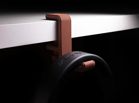 Lexroo 3D Baskı Masa Kenarı Kulaklık Askısı Çizgili Kulaklık Tutucu Sıkıştırmalı Kulaklık - Bakır