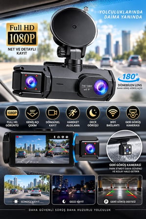Lexroo Full HD 1080P Çift Kamera 180° Geniş Açı WiFi Şarjlı Kullanım