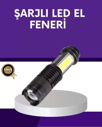 Lexroo Şarjlı Mini Led El Feneri 2000 Lümen Su Geçirmez