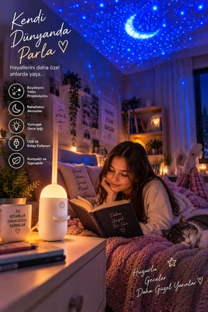 Lexroo Çocuk Odası İçin Yıldızlı Gökyüzü Projeksiyon Gece Lambası