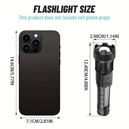 Profesyonel Ultra Güçlü Şarj Edilebilir El Feneri 14 cm