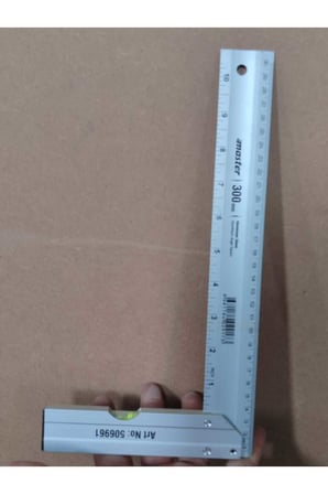 KLC L Gönye Su Terazili Alüminyum Cetvel Marangoz Kaynak Kaynakçı Gönyesi 300 mm