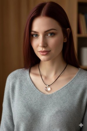 Doğal Kristal Kuvars Taşlı Kalp Kolye - Şeffaf Necef Taşı