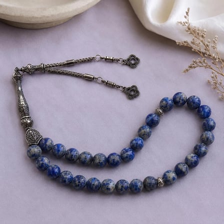 Lapis Lazuli Doğal Taş Tesbih 33 lü 8 mm Özel Kesim Mavi Tesbih