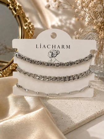 3'lü Set Paslanmaz Çelik Erkek Bileklik Takı Kombini