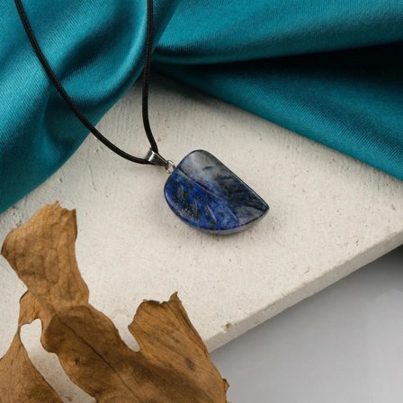 Lapis Lazuli Doğal Taş Kolye – Siyah İpli Şık Mavi Taş Kolye(2 adet)