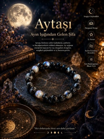 Doğal Aytaşı ve Obsidyen Bileklik-Unisex Doğaltaş Bileklik