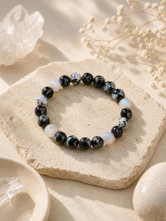 Doğal Aytaşı ve Obsidyen Bileklik-Unisex Doğaltaş Bileklik